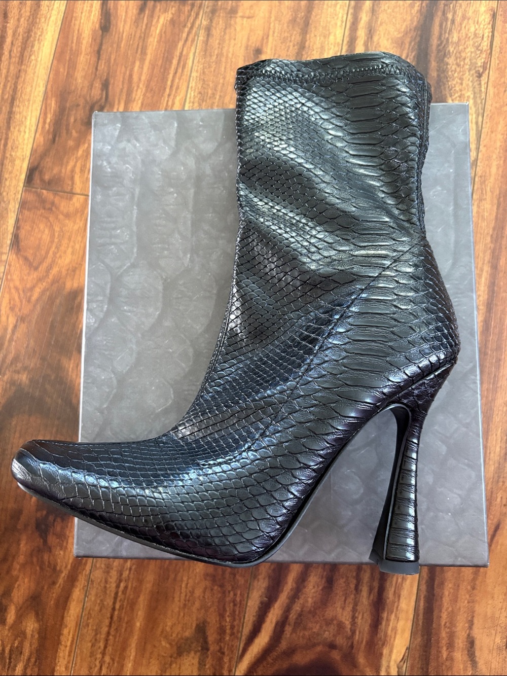 Black Crocodile High Heel Ankle Boot